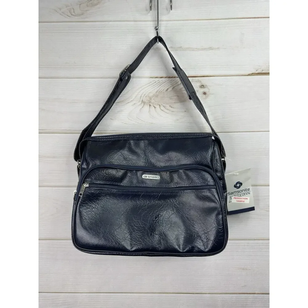 RETRO Vtg Samsonite Silhouette Weekender Bag Luggage Navy Survivor Sample NOS